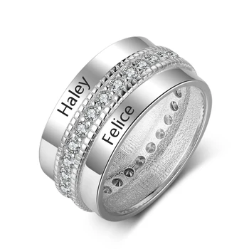 Asmeninį Dalyvavimą Vestuvinį Žiedą su Išgraviruotu Pavadinimu Žiedas Moterų Piršto Žiedą Užsakymą Papuošalai Jubiliejų Dovana Moterims, Vyrams
