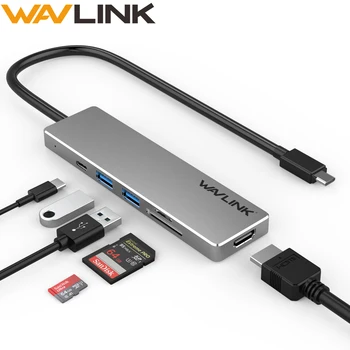 Wavlink Didelės Spartos USB C HUB 4K HDMI vaizdo Adapteriu Su SD/TF Kortelių Skaitytuvas Galia Pristatymo už 