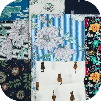 13 Spalvų:Animal/Gėlių/Cat modelis grynos medvilnės audinio,mėlyna dryžuotas,siuvimo marškiniai,palaidinė,suknelė,sijonas,laivų statyklai