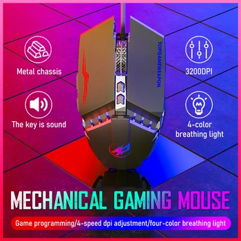Profesionalios Žaidimų Pelės Mechaninė Laidinio Silent Mouse 3200dpi 7 Mygtukų Apšvietimu, Kompiuterio Pelės Palaikymas Makro Apibrėžimas
