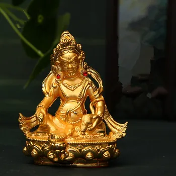 8cm Maža Kišenė Veiksmingi Vario Lydinio Budistų Aukso Geltonos Tsanbala/Jambhala Budos Statula Home/ Office Išleisti Apdaila