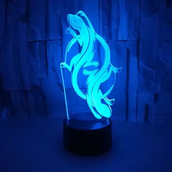 Gecko Modelio LED 3D Naktį Šviesos 7 Spalvų Mirksinčios Remote Touch 