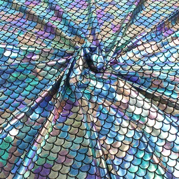 Vaivorykštės spalvų Blizgančių Masto Undinė Audinio Holograma Spandex 2 Būdas Tampri audinio sijonas su uodega, maudymosi kostiumėliai, - 60