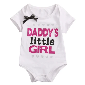 Daddy ' s Little Girl Mamyte Mažoji Princesė Spausdinti Trumpas rankovės Baby Girl Bodysuit