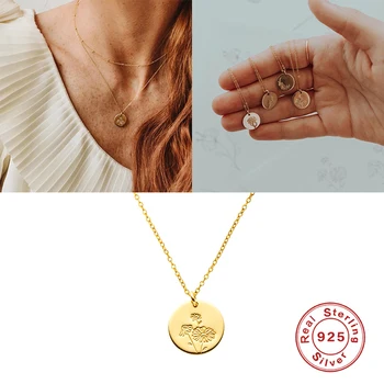 Aide 925 Sterlingas Sidabro Karoliai Moterų Daisy Modelio Apvalūs Astrolabe Karoliai Pakabukai Bijoux Femme Šalies Stiliaus Fine Jewelry