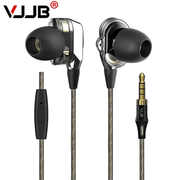 VJJB V1 V1S Dual Driver Sistema, ausinės, Gilus Baritonas HIFI perfect garso kokybė žemų dažnių garsiakalbis laisvų Rankų įrangos ausinių