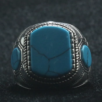 Kietas 925 Sidabro Vintage Blue Akmens Žiedas