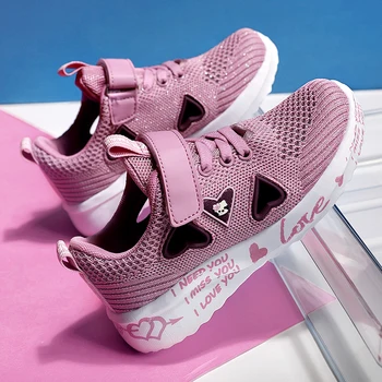 Mergaičių sportiniai bateliai rudenį naujų vaikų dvigubo net kvėpuojantis didelis vaikas studentų rožinė laukinių vaikų batai Mielas atsitiktinis Batų Butas