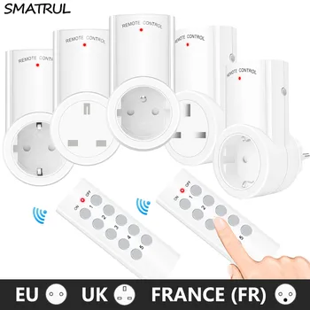 SMATRUL Belaidžio Nuotolinio Valdymo Lizdas Smart ES, JK, prancūzijos Plug Sienos 433mhz Programuojami Elektros Lizdo Jungiklis 220v 230v LED