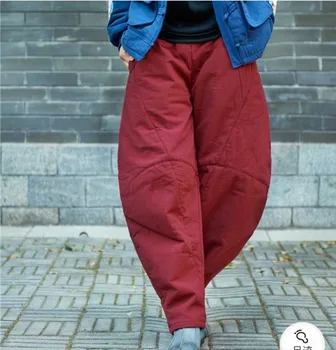 Naujas atvykimo 2018 moterų žiemos storio apačioje aukštos kokybės kelnės šiltos, medvilnė-paminkštintas pantalon femme paprastų stiliaus kelnės