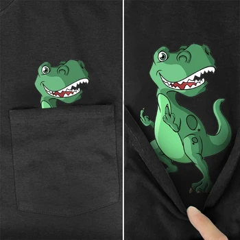 Vyrų Marškinėliai Mados Prekės ženklo vasaros kišenėje dinozaurų atspausdintas t-shirt vyrams, moterims, marškinėliai Hip-hop viršūnes juokinga medvilnės tees