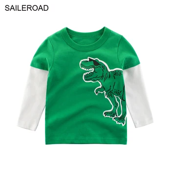 SAILEROAD Gyvūnų Dinozaurai Vaikai Vaikai Berniukui ilgomis Rankovėmis Marškinėliai Naują Pavasario Baby Kūdikių Viršūnes Tees Marškinėliai Mergaitės Drabužiai