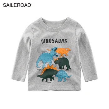 SAILEROAD Gyvūnų Dinozaurai Vaikai Vaikai Berniukui ilgomis Rankovėmis Marškinėliai Naują Pavasario Baby Kūdikių Viršūnes Tees Marškinėliai Mergaitės Drabužiai