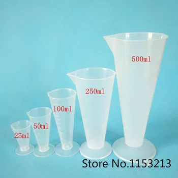 5 vnt./daug 25ml/50ml/100ml/250ml/500ml, kiekvienas iš skaidraus plastiko kūgio matavimo puodeliai Aišku, Matavimo Laboratorijos Matavimo įranga