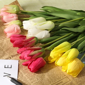 5vnt/daug Tulpių Dirbtinių Gėlių Nekilnojamojo Touch Tulpių Netikrą Gėlių Kambarį Apdaila Calla Namų Vestuvių Dekoravimas Gėlėmis