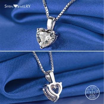 Shipei Širdies Pakabukas Karoliai Moterims 925 Sterlingas Sidabro Sukurta Moissanite Širdies Karoliai Dalyvavimo Šalies Fine Jewelry