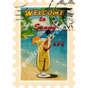 Kuba suvenyrų magnetas derliaus turizmo plakatas