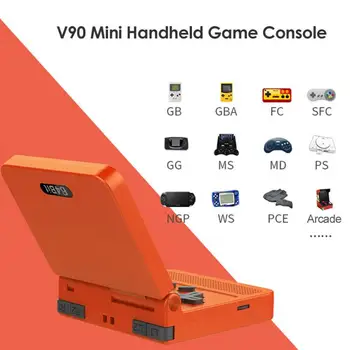 V90 Retro Žaidimų Konsolės Apversti Mini Nešiojamą Žaidimų Konsolę With16G Pastatytas 2000 Žaidimų, Vaizdo Žaidimų Konsolės PS1/CPS/NEOGEO/GBA/NE