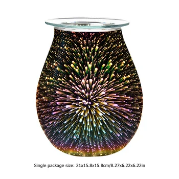 Aliejus Difuzoriaus Elektros Žvakė Šilčiau Stiklo Vaškas Ištirptų Šiltesnis su 3D Fejerverkų Efektas Naktį Šviesos Tortų Degiklis Aromatas Dekoratyvinės Lempos