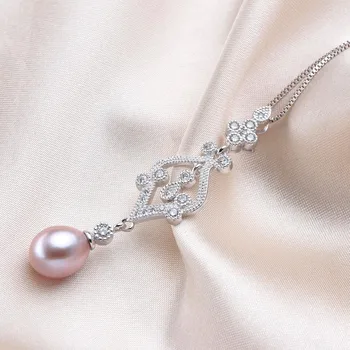 Atstumas Parduoti!Aukščiausios Kokybės Natūralių Gėlavandenių Perlų Karoliai Pakabukas Elegantiškas 925 Sterlingas Sidabro Cirkonis Moterų Vestuvių Papuošalai