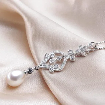 Atstumas Parduoti!Aukščiausios Kokybės Natūralių Gėlavandenių Perlų Karoliai Pakabukas Elegantiškas 925 Sterlingas Sidabro Cirkonis Moterų Vestuvių Papuošalai