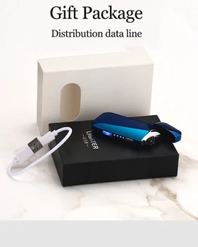USB Plazmos Thunder Lengvesni Dual Lanko Cigarų Įkraunamas Elektroninės švelnesnę Jutikliai, Vėjo Vamzdis Degiklio Galia Ekranas