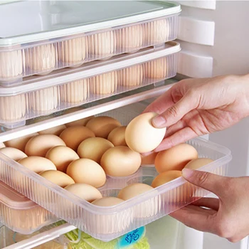 AYHF-plastikinių Kiaušinių dėžutės virtuvės kiaušinių laikymo dėžutė 24 Tinklelis Kiaušinių laikiklį ant kitos šaldymo saugyklos organizatoriai kiaušinių laikymo Konteineris gree