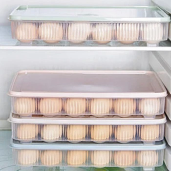 AYHF-plastikinių Kiaušinių dėžutės virtuvės kiaušinių laikymo dėžutė 24 Tinklelis Kiaušinių laikiklį ant kitos šaldymo saugyklos organizatoriai kiaušinių laikymo Konteineris gree
