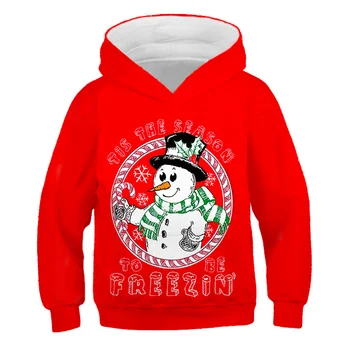Rudenį ir žiemą, palaidinės Kalėdų hoodies vaikams drabužių mergaičių berniuko drabužių 3D mados spausdinti drabužius Linksmų Kalėdų