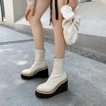 ASUMER 2020 karšto pardavimo lakinės odos Ruožas slim batai pleištai moterys platformos batai seksualus mados atsitiktinis šalies moterų batai