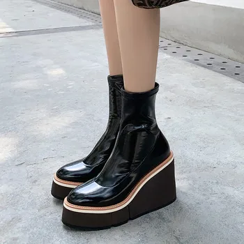 ASUMER 2020 karšto pardavimo lakinės odos Ruožas slim batai pleištai moterys platformos batai seksualus mados atsitiktinis šalies moterų batai
