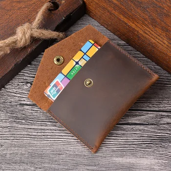 AETOO Odos vizitinė kortelė, maišelis, mad horse odos mygtuką monetos piniginėje, minimalistinio vizitinę kortelę įrašą