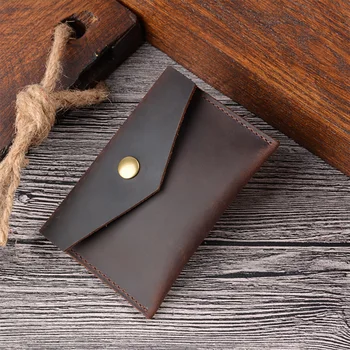 AETOO Odos vizitinė kortelė, maišelis, mad horse odos mygtuką monetos piniginėje, minimalistinio vizitinę kortelę įrašą