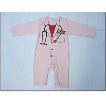 Rožinė Gydytojas Baby Girl Romper Mielas Naujagimių Jumpsuits Medvilnės Mergaitės, Vienas-Vienetų Drabužių 0-24Month Kūdikių Komplektus Ilgi Marškinėliai