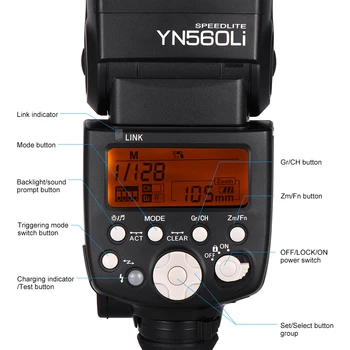 YONGNUO YN560Li Flash Speedlite už DSLR Fotoaparato Blykstė Speedlite GN58 5600K Belaidis siųstuvas-imtuvas Modulis Elektros Priartinimo Funkcija