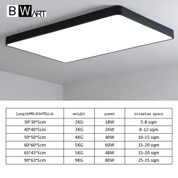 BWART Modernios LED lubų šviestuvas Biurui svečias gyvenimo studijų lova Namų Juoda balta stačiakampio Apdailos lubų šviesos