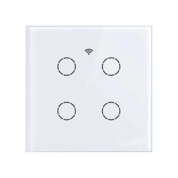 Ne Neutralus WIFI Touch Šviesos Sienos Jungiklis, Baltas Stiklas, Mėlyna LED TUYA Smart Home 1/2/3/4 Gauja Už Alexa 