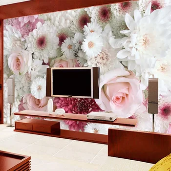 Custom 3D Sienos Freskos Klasikinis Rožė, Bijūnas, Gėlės Foto Tapetai Kambarį Vestuvių Namas Fone Sienų Dekoras Papel De Parede