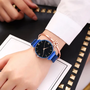 Ponios Žiūrėti 2019 Prabangos Prekės Ženklo Moterų Laikrodžiai Romantiška Magnetas Žvaigždėtas Dangus Ponios Moterų Laikrodis Reloj De Mujer Zegarek Užtvankos Meilužis