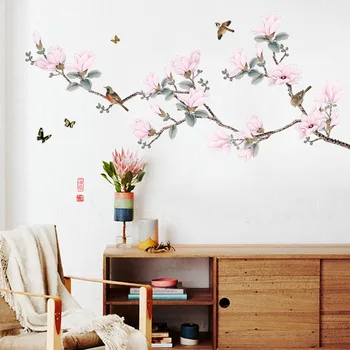 Gėlės Sienų Lipdukai Medis, Paukštis, Namų Dekoro Sofa-lova, TV Kinų Stiliaus Namo Lipdukai, Miegamojo Kambarį
