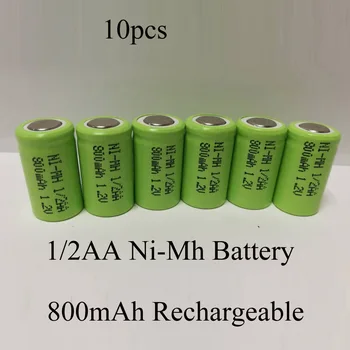 SORVESS 10VNT 800mAH 1/2AA Įkraunamos NiMh Baterijos 1.2 V NiMh Ni-Mh Baterijas 