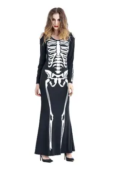 MISSKY Moterų Dress Helovinas Skeletas Ghost Zombie Ilga Suknelė Maskuotis Šalis arba Etapas, Kuriame Kostiumas moterims