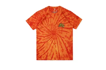 Travis Scott X Reeses Pūkinės Orange tie dažai T shirts Hip-hop Streetwear Trumpas Rankovės Medvilnės marškinėliai