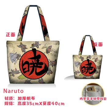 Anime Pečių Maišą Naruto Vyras, Mergaitė Juoda Drobė Maišelis užtrauktukas pirkinių krepšys vieno peties rankinę drobės moterų maišas