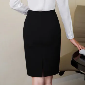 Mados elegantiškas slim juoda balta sijonas moterų Verslo slim oficialaus biuro ponios plius dydžio Mini Tiesiai trumpas sijonas
