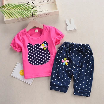 Kūdikiui Baby Girl Drabužiai Nustatyti naujagimio mados dot spausdinti drabužiai tiktų 2019 naujų karšto pardavimo bamblys atsitiktinis marškinėlius+šortai 2vnt komplektas