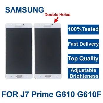 Patikrintas Samsung Galaxy J7 Premjero G610 G610F On7 2016 G6100 LCD Ekranas Jutiklinis Ekranas skaitmeninis keitiklis Asamblėjos Dvigubai Skyles