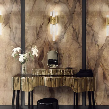 Šiaurės Aukso Ketaus Stovas su Matinio Stiklo G4 LED Tris Slyvų Žiedų Vamzdžio Sienelės Sconce Lobistų Naktiniai staleliai, Lempa Eilėje Villa Viešbutis