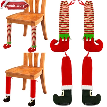 2vnt Kalėdų Santa/Elfai Batai Stalo, Kėdžių Kojų Pėdų Kojinių Rankovės Padengti Grindų Raštas Stalų Kojos Apima Kalėdos namų dekoracijos