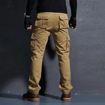 Mados Streetwear Vyrų Džinsai Tiesūs Tinka Atsitiktinis Multi Kišenės Krovinių Kelnės Vyrams Lauke Chaki Armijos Žalioji Karinės Kelnės Homme